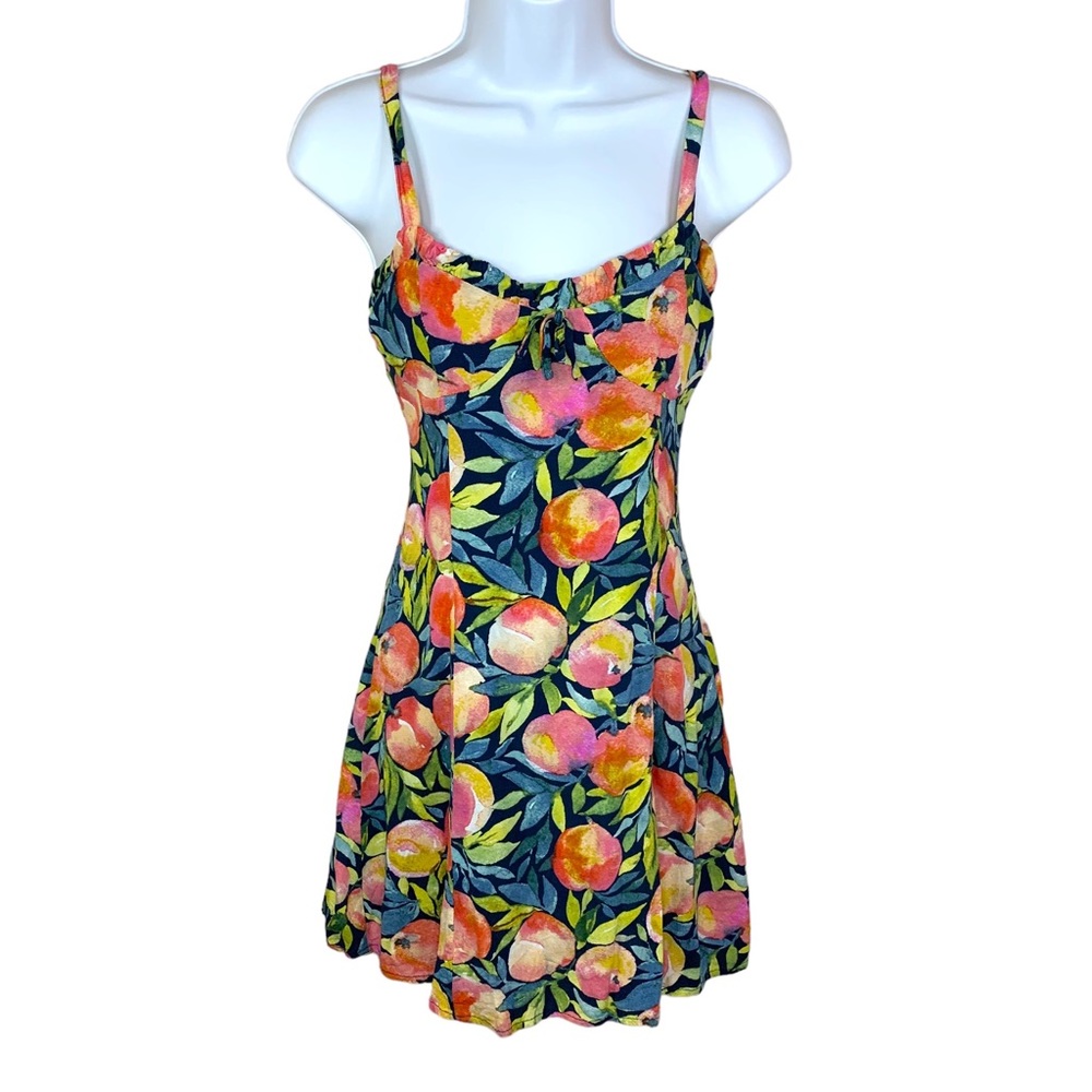 VICI Floral Colorful Dress Sleeveless Small Cottage Sundress Peach Print